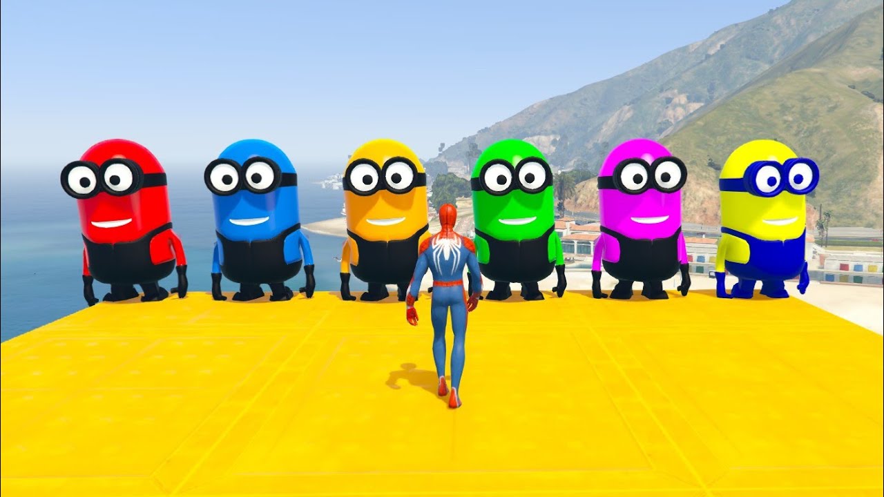 GTA 5 Epic Ragdolls RED SPIDERMAN VS RED MINION VS GREEN MINIONEuphoria Physics & Funny Fails EP 07