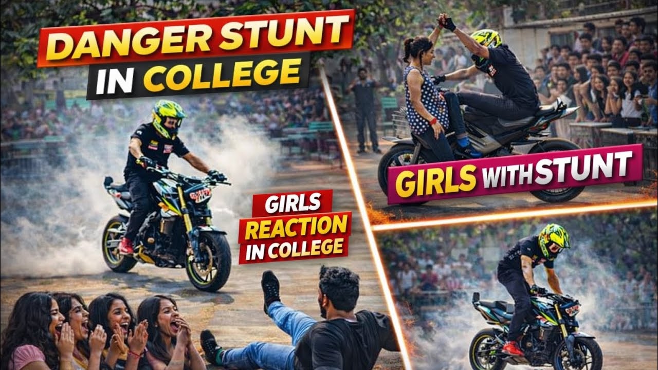 🔥 Danger Stunt Show in College – Girls’ Reactions Will Shock You! 