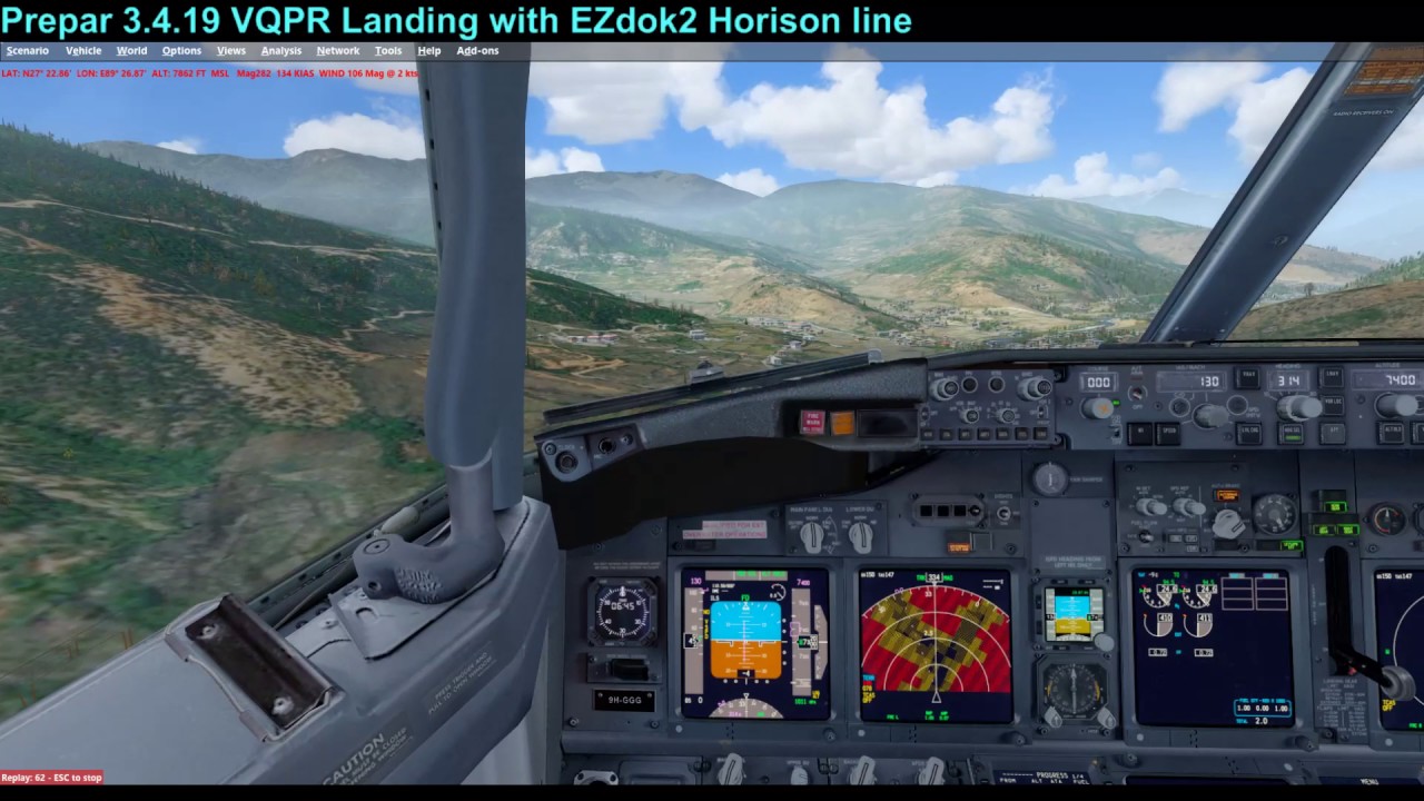 Prepar 3.4.19 VQPR Landing with EZdok2 Horison line