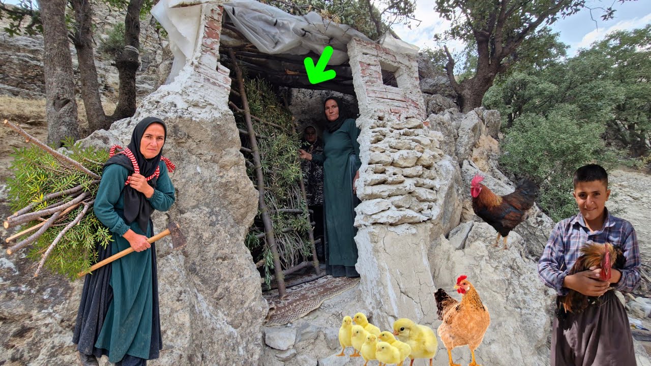 Helping a Homeless Family | Building a Cave Entrance for Mountain Living 🗻🔥
