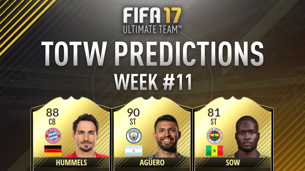 FIFA 17 TOTW Predictions #11 Ft. IF Aguero, IF Hummels, IF Sow, IF Godin & More!