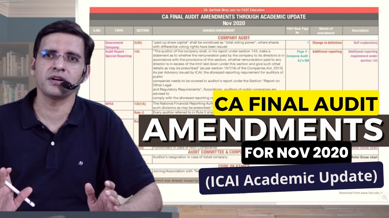 CA Final Audit Amendments for Nov 2020 (ICAI Academic Update)