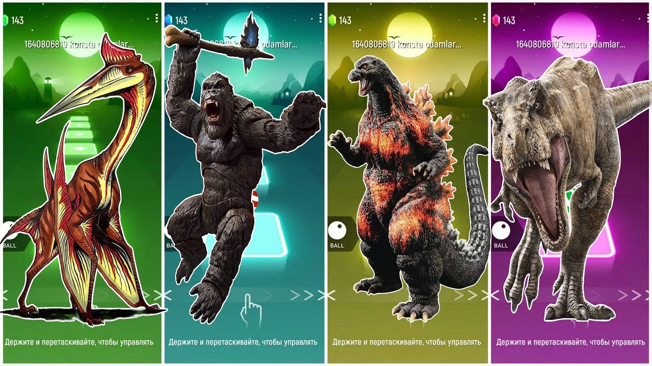 Spinosaurus 🆚 King Kong 🆚 Godzilla 🆚 Tyrannosaurus  🎶 Tiles Hop Edm Rush