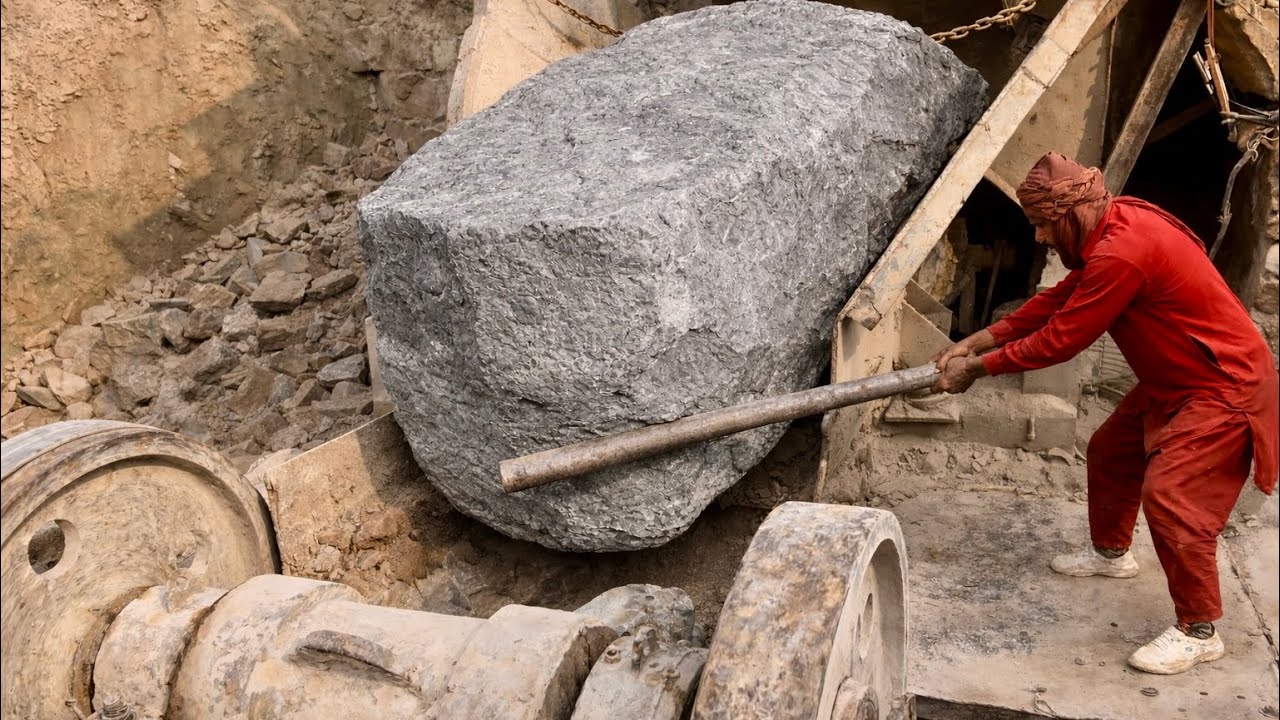 Blood, Sweat & Stone: How Rock Crusher Workers Push Through Everything!!!#dangerous ☠️👹😱☠️