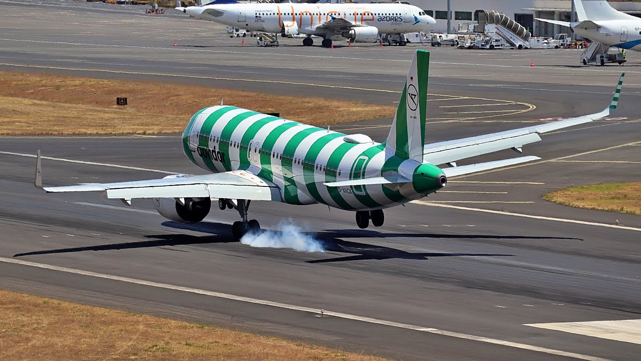 Windy Landings on Runway 05 at Madeira Airport.