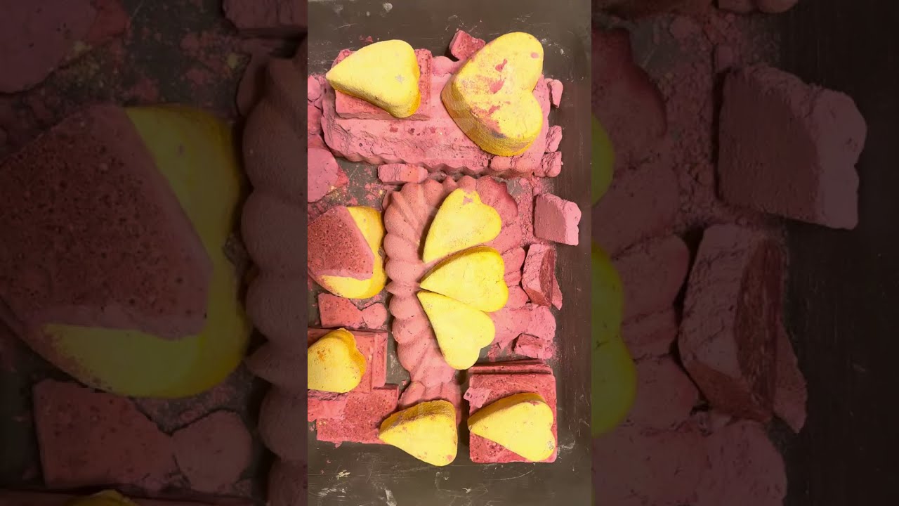 Pink & yellow reforms 💛🩷 #asmr #crunchycrumbles #oddlysatisfying #relax #crushingtime #asmrchalk 