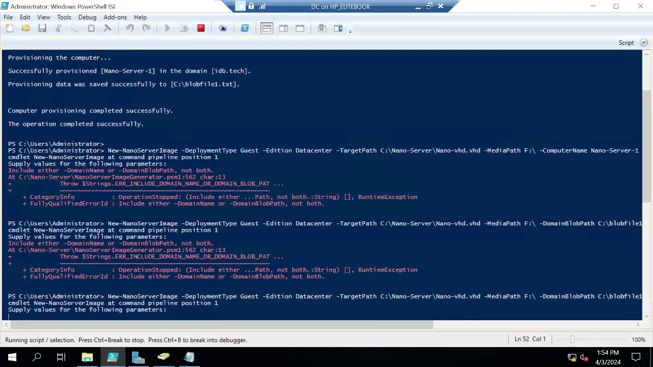 Nano Server install and joining domain