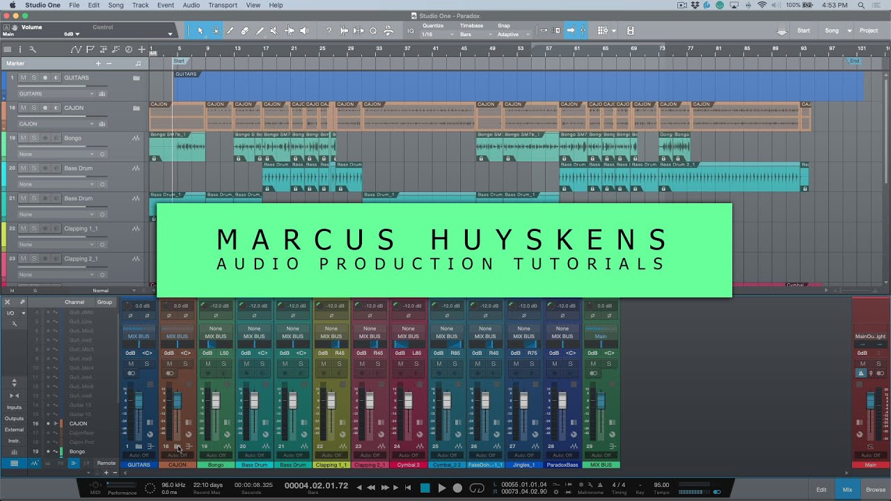 Prepping a Session For Mixing In PreSonus Studio One
