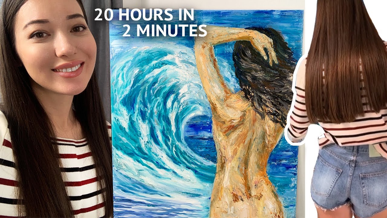 OIL PAINTING TIME-LAPSE | Nude figure painting | FEMALE OCEAN | Waves painting