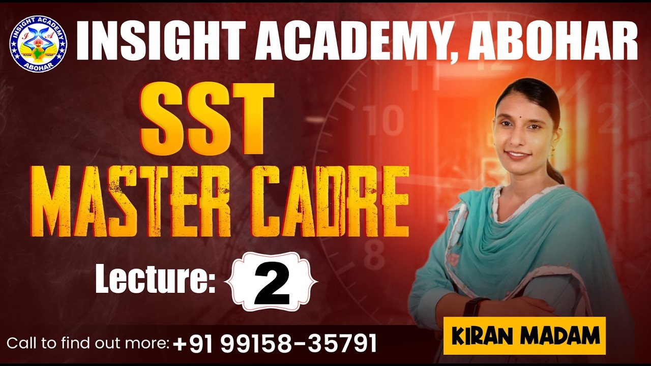 Master Cadre History | MCQ Lecture 2 | Master Cadre SST Lecture | Insight Academy Abohar