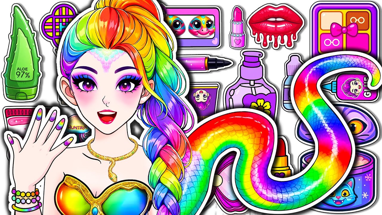 💖Paper DIY💖KPOP DEMON HUNTERS RUMI Snake Rainbow Hair Care + Skincare + Makeup Blind Bag Unboxing