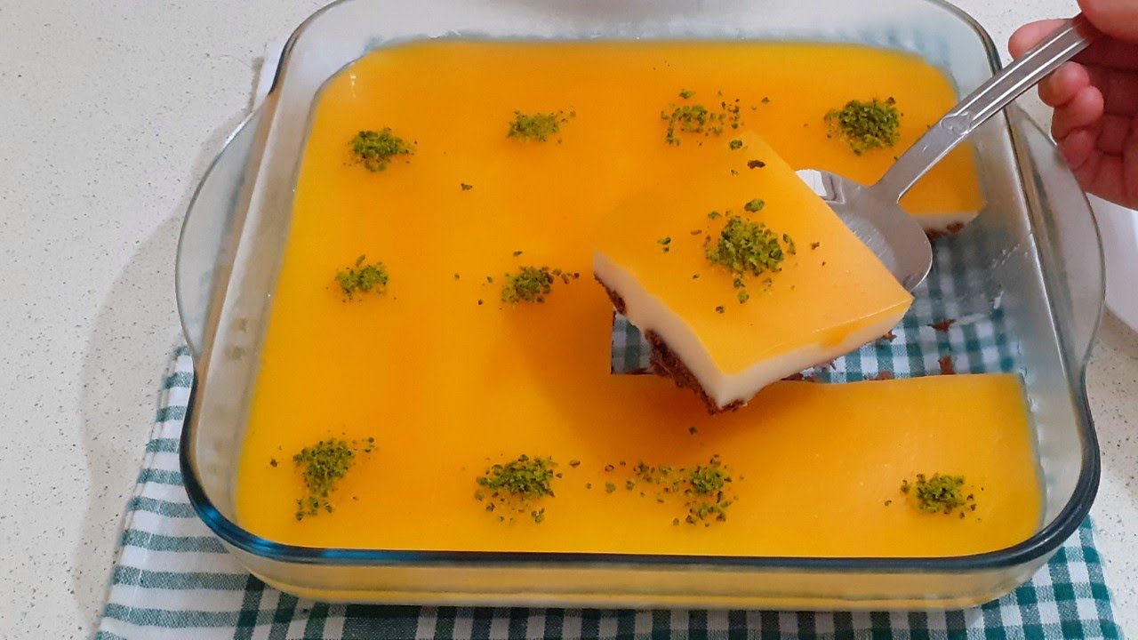 BU KIŞIN EN KOLAY FIRINSIZ TATLISI YİYENLERİN DİLİNDEN DÜŞMEYECEK  PORTAKAL SOSLU MUHALLEBİLİ TATLI