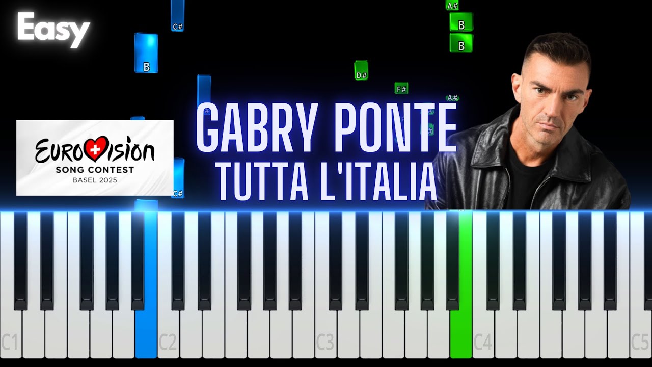 Gabry Ponte - Tutta L'Italia | easy piano tutorial | San Marino 🇸🇲 Eurovision 2025