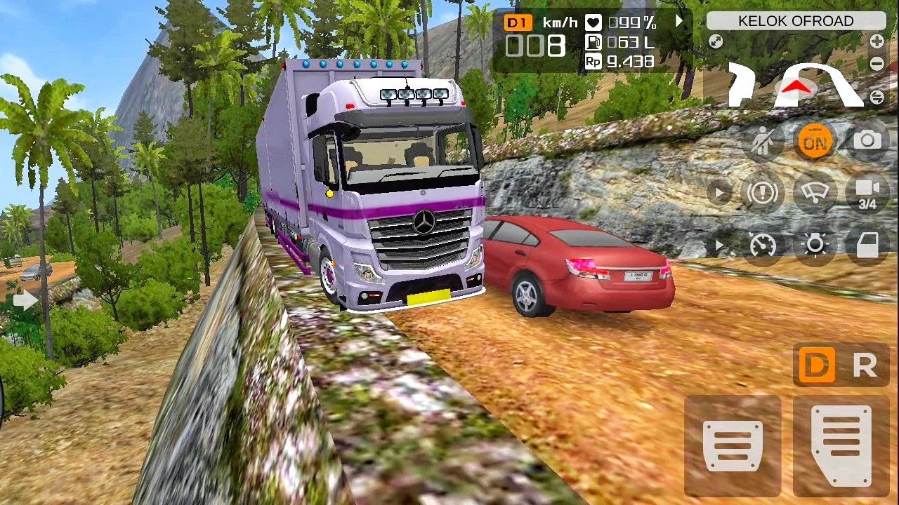 Mercedes-Benz Cargo Transport Truck Driving In Offroad | Truck Mod For Bus Simulator Indonesia 