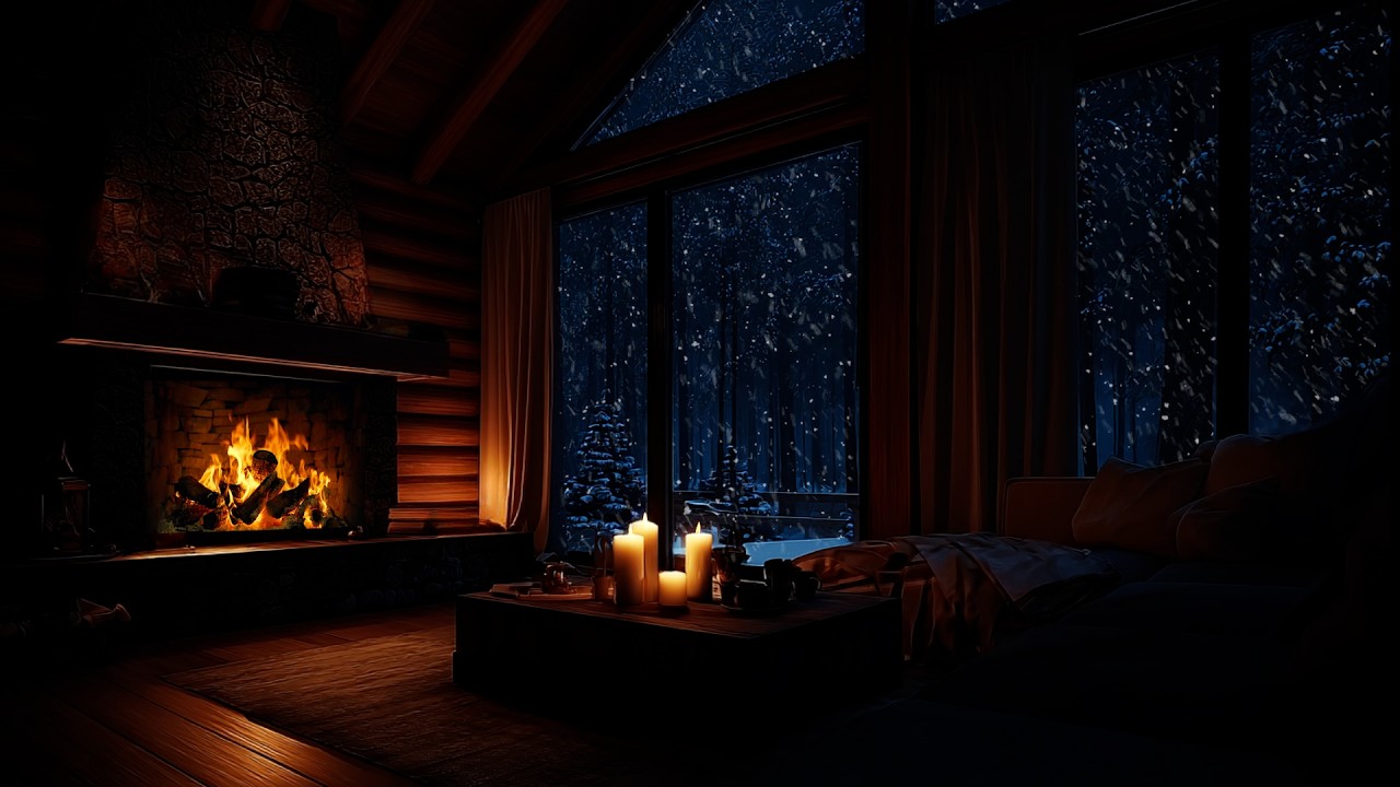 Relaxing Piano Music on a Cold Winter Night | Peaceful Sleep Sounds and Cozy Atmosphere