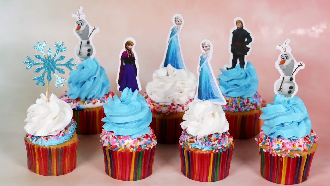 Frozen Theme Cupcakes | Olaf, Anna Elsa Cupcakes | Cupcake Decoration Ideas by Versatile Cuisines