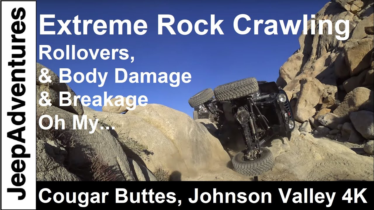 Extreme Offroading in Cougar Buttes with Rollovers and Body Damage, Johnson Valley California 4k UHD