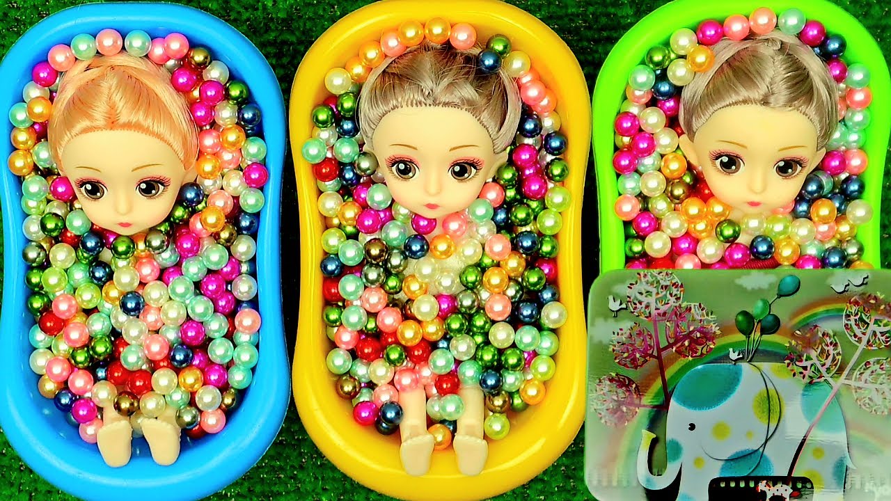 Full of 3 Rainbow BathTubs Candy with Teo,Elysa and Celine & Magic Slime Cutting Video & ASMR