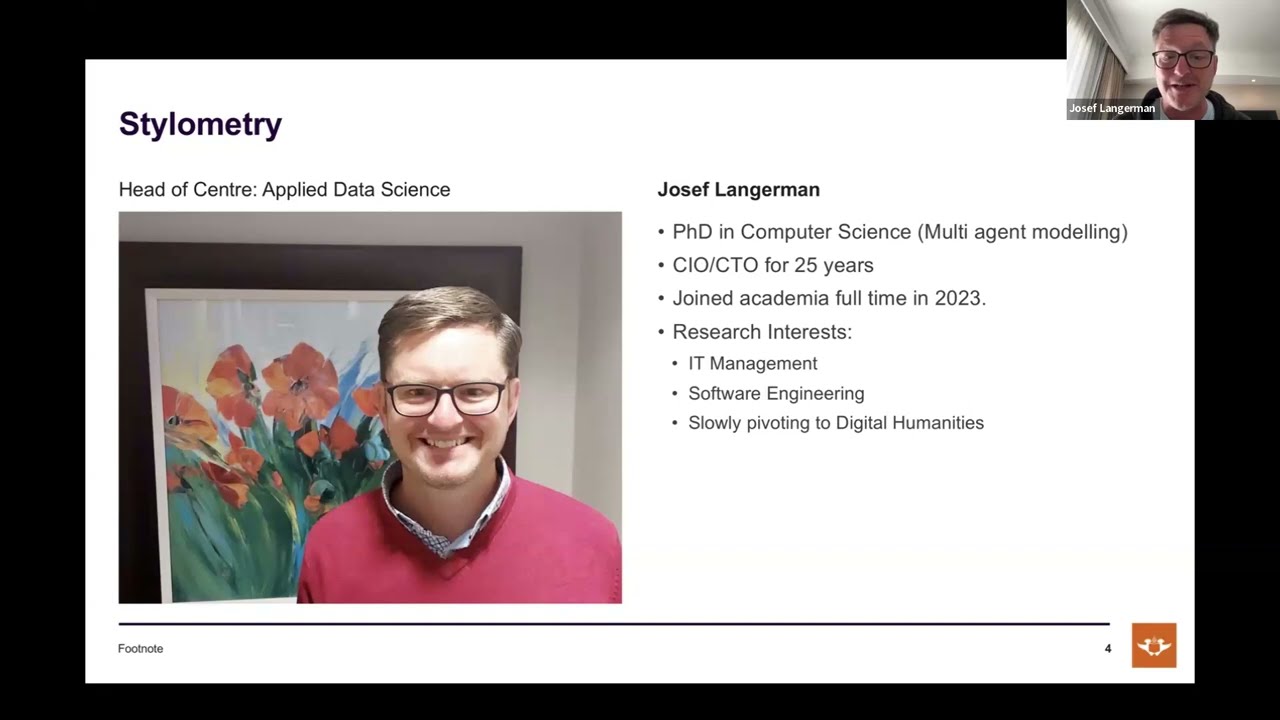 Josef Langerman - An overview of Burrows’ Delta for authorship attribution
