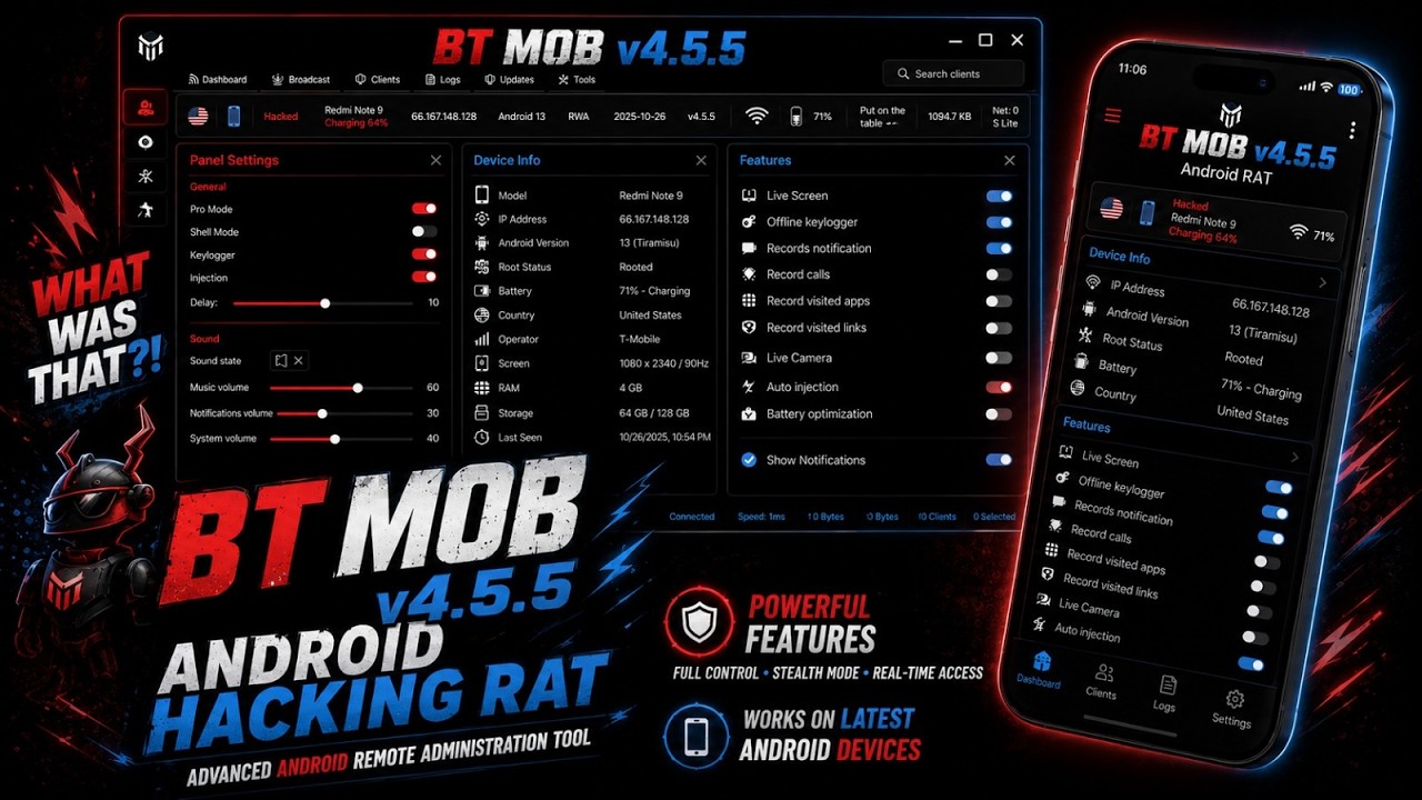 How to access android phone with BTMOB 4.5.5 Silent SMS Theft, Fake Updates & Device #cybersecurity