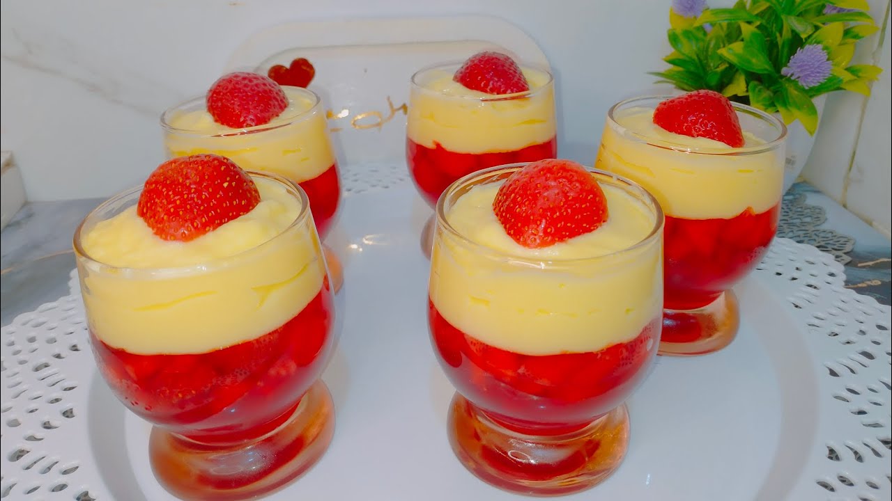 طريقة عمل كاسات الجيلي بالكسترد بطعم أحلى من الجاهز 😍