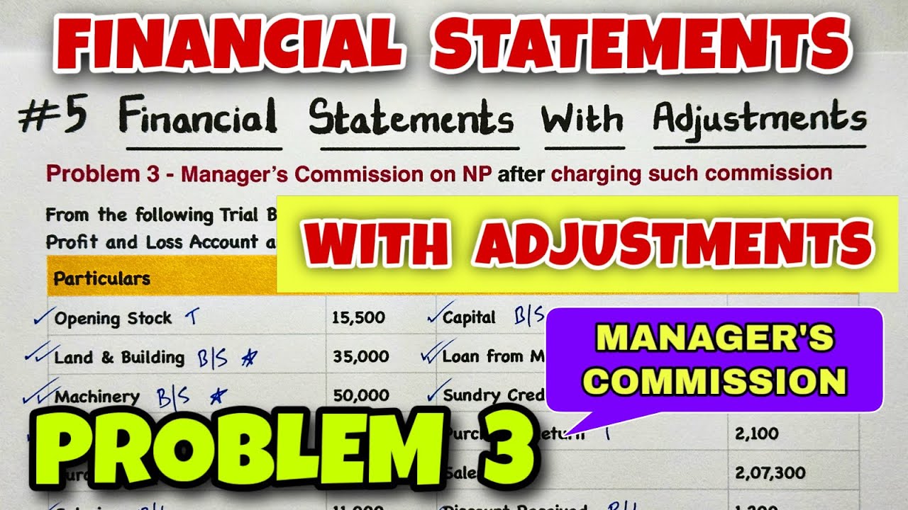 #5 Financial Statements with Adjustments - Problem 3  - Class 11 - By Saheb Academy