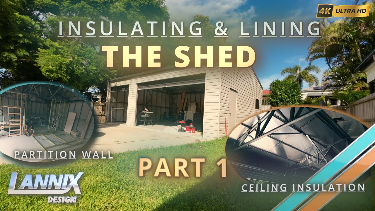 Shed Roof Insulation & Building A Partition Wall DIY - Insulating & Lining The Shed - Part 1 of 5