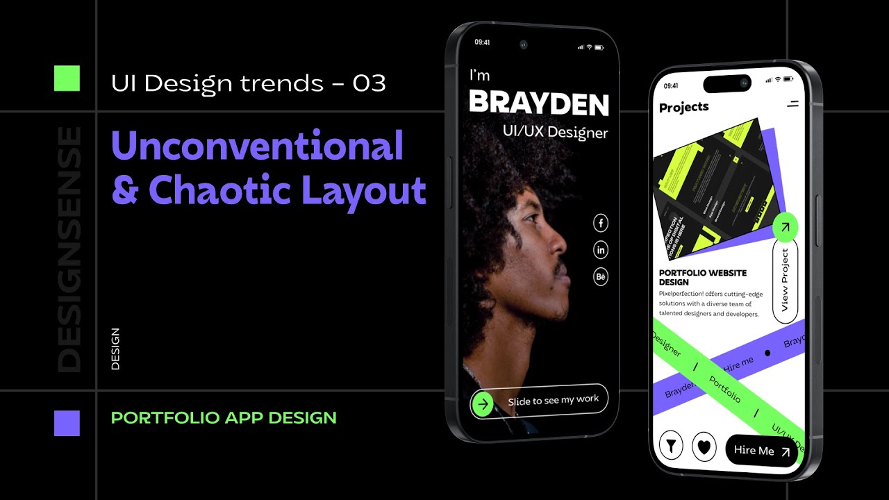UI Design Trends - 3 |  Unconventional and Chaotic Layout | Portfolio App Design