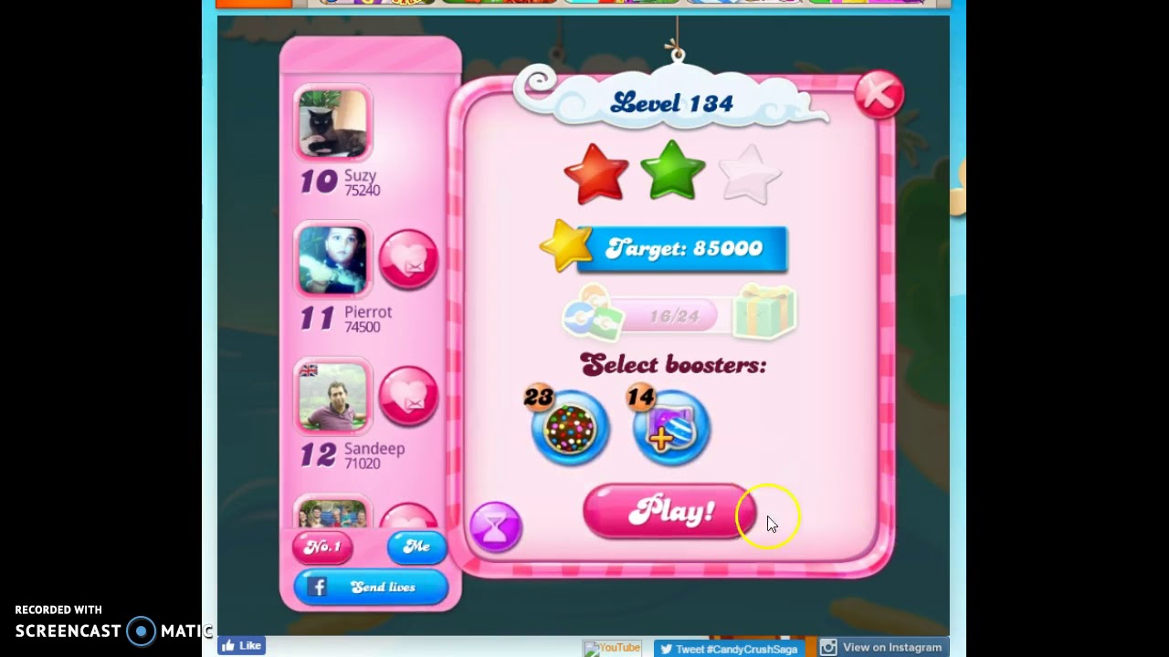 Candy Crush Level 134 Audio Talkthrough, 3 Stars 0 Boosters