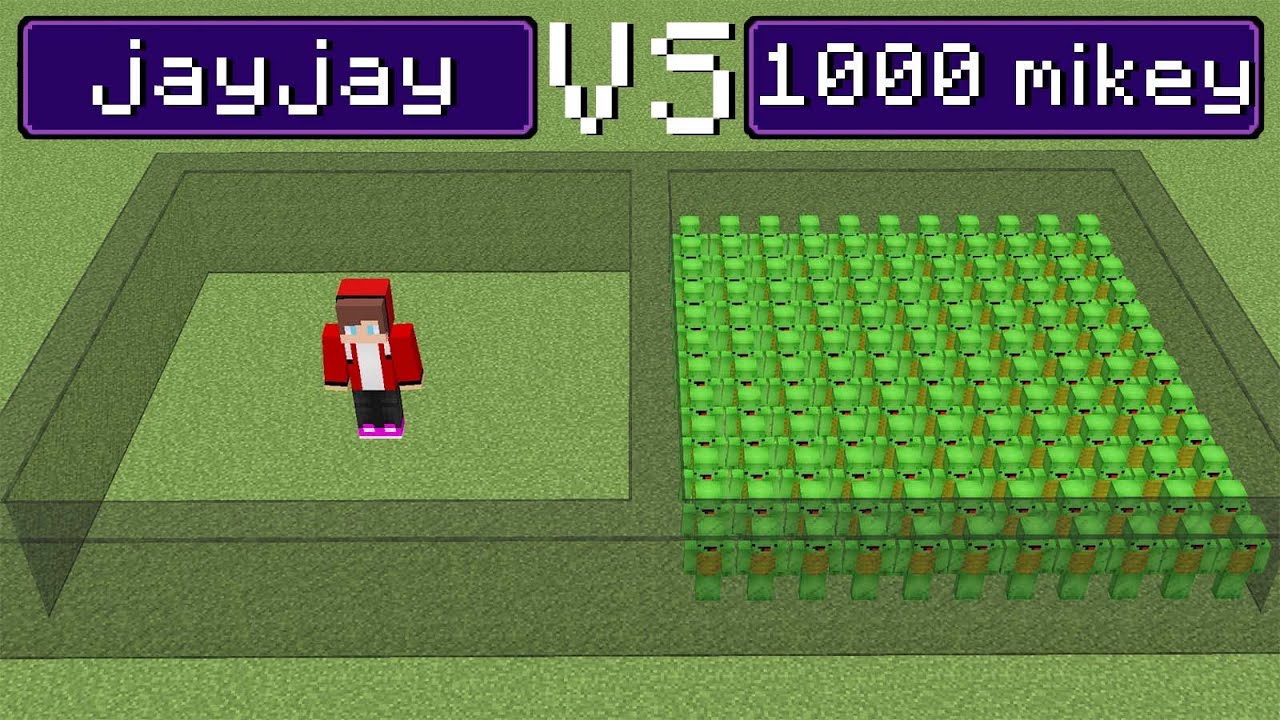Will one JJ survive against 1000 Mikeys in Minecraft (Maizen Cakeman HyperCow)