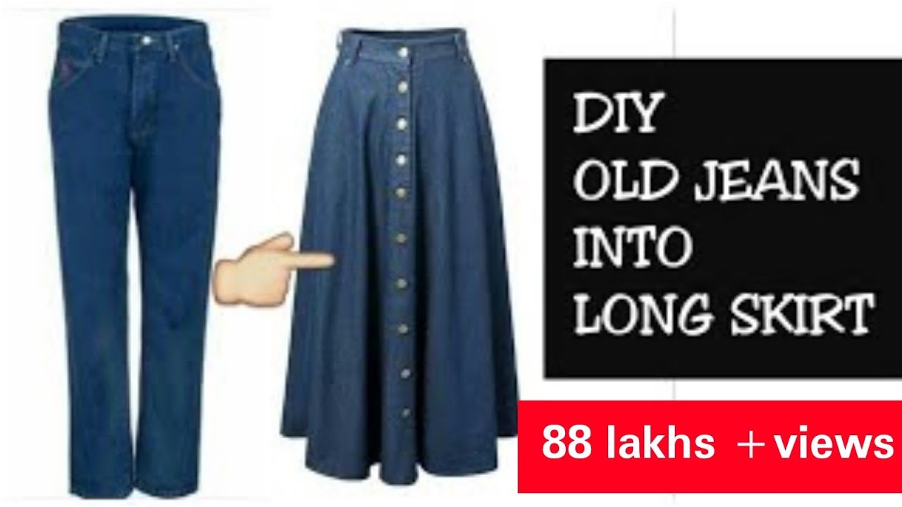 DIY CONVERT OLD JEANS INTO LONG SKIRT IN 10 MINUTES~
hindi