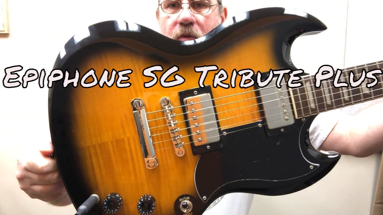 Демонстрационная версия Epiphone SG Tribute Plus в цвете Vintage Sunburst.