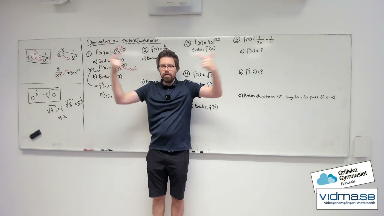 Matematik 3. DERIVATAN AV POTENSFUNKTIONER, med x i nämnaren eller under rottecken.
