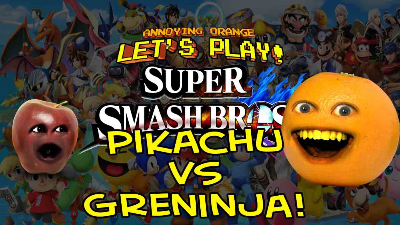 Annoying Orange vs Midget Apple - SUPER SMASH BROS. Pikachu vs Greninja!