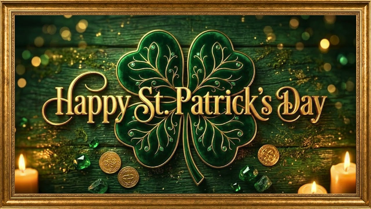 Classic St. Patrick’s Clover TV Art | The Frame Museum 4K Screensaver | Golden Holiday Greeting
