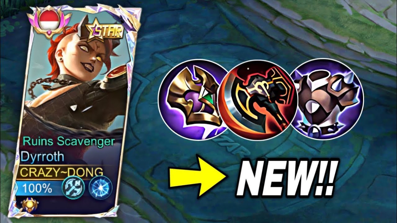 TANK BUILD NEW MVP DYRROTH & BEST BUILD IS CRAZY ONE SHOT~DYRROTH TOP1 GLOBAL-MLBB