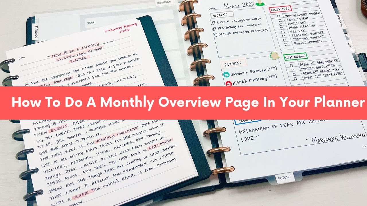 How To Do A Monthly Overview Page In Your Planner | 3-minute Planning