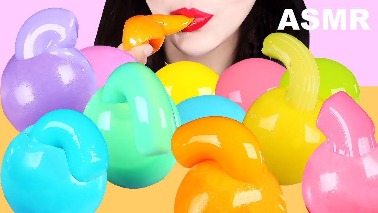 ASMR 🎈UNICORN GELATIN BALLOON HONEY JELLY, WATER JELLY 껍질까지 먹는 젤라틴풍선 꿀젤리, 유니콘 물젤리 먹방! MUKBANG