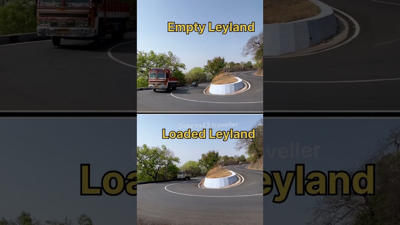 Leyland trucks makes smooth and perfect u turn in sharp curve ghat road hairpin bend #lorry