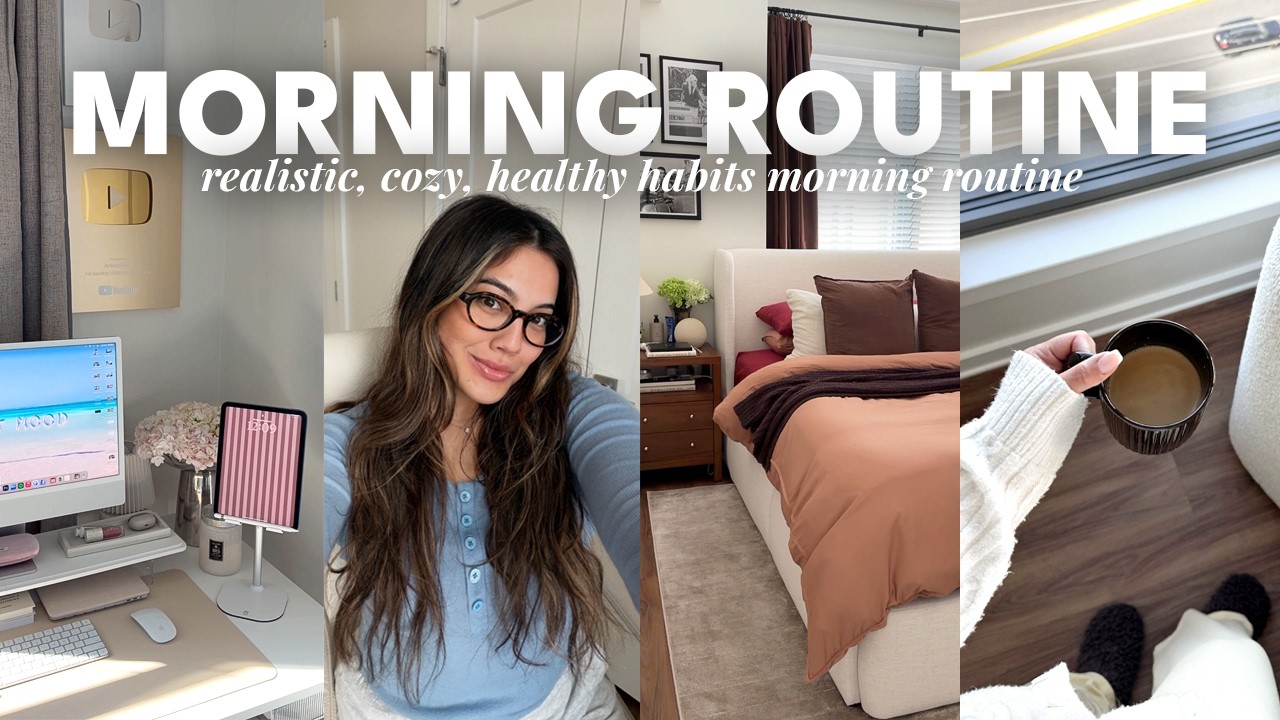 winter morning routine | productive, cozy, realistic morning + home office tour & new glasses