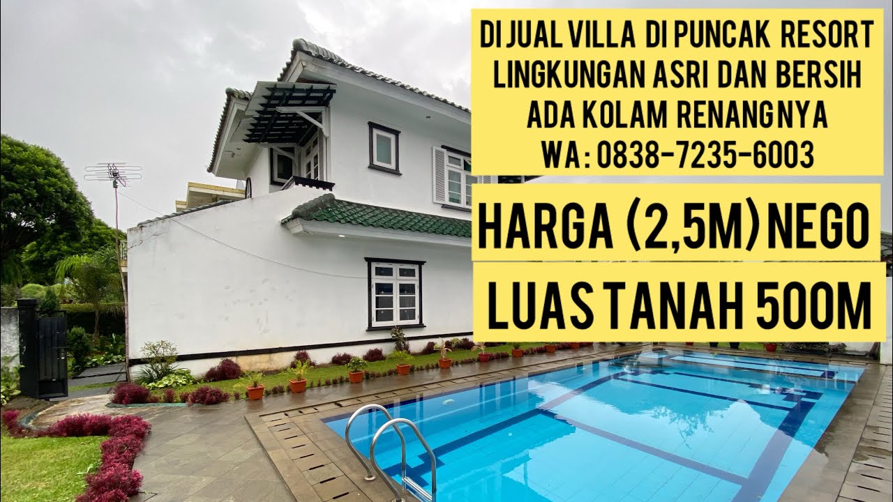 DI JUAL VILLA DI PUNCAK RESORT ADA KOLAM RENANG NYA TAMAN LUAS DAN NYAMAN !!