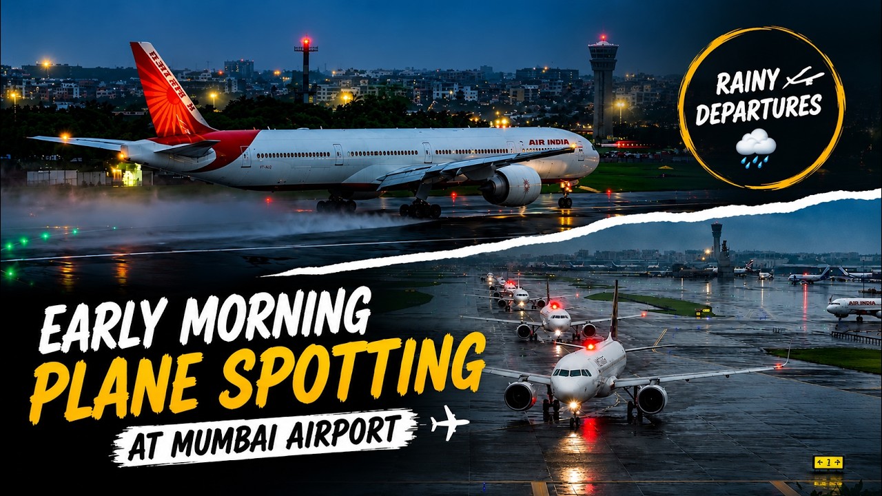 Early Morning Plane Spotting at Mumbai Airport | Rainy Departures ✈️