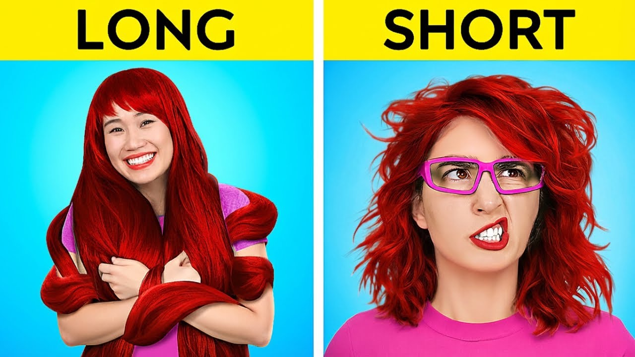 Short Hair vs. Long Hair: The Ultimate Struggle Genius Hacks by 123 GO! UNIVERSE