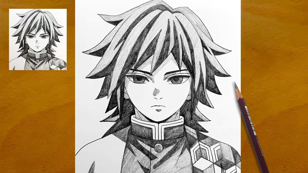 Giyu Tomioka Pencil Sketch | Demon Slayer Realistic Drawing Tutorial