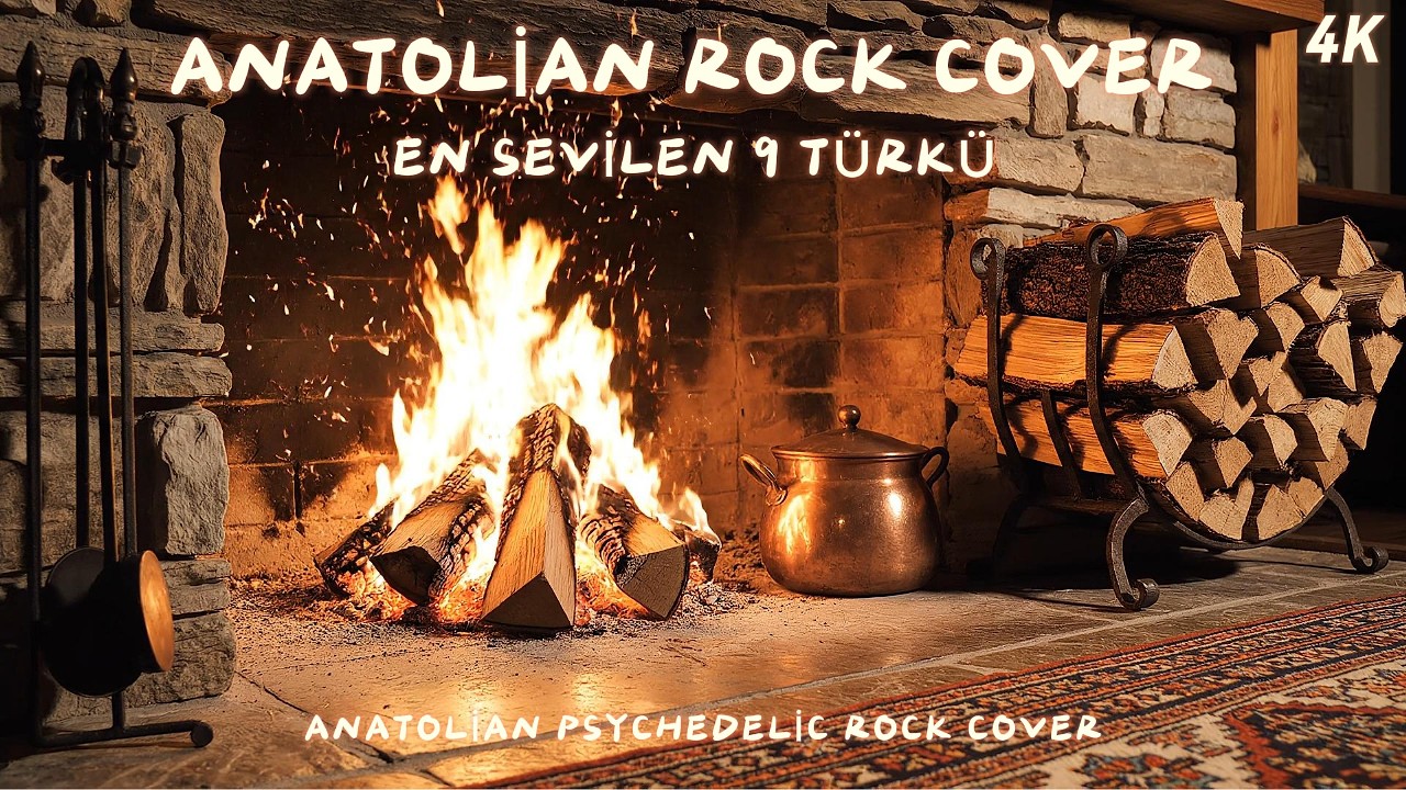 Anatolian Psychedelic Rock Cover | En Sevilen 9 Türkü | AI Cover | Şömine Eşliğinde | 4K 🔥