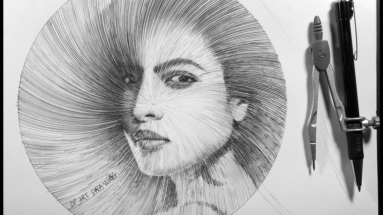 Drawing Portrait of PRIYANKA CHOPRA with compass - DP Truong