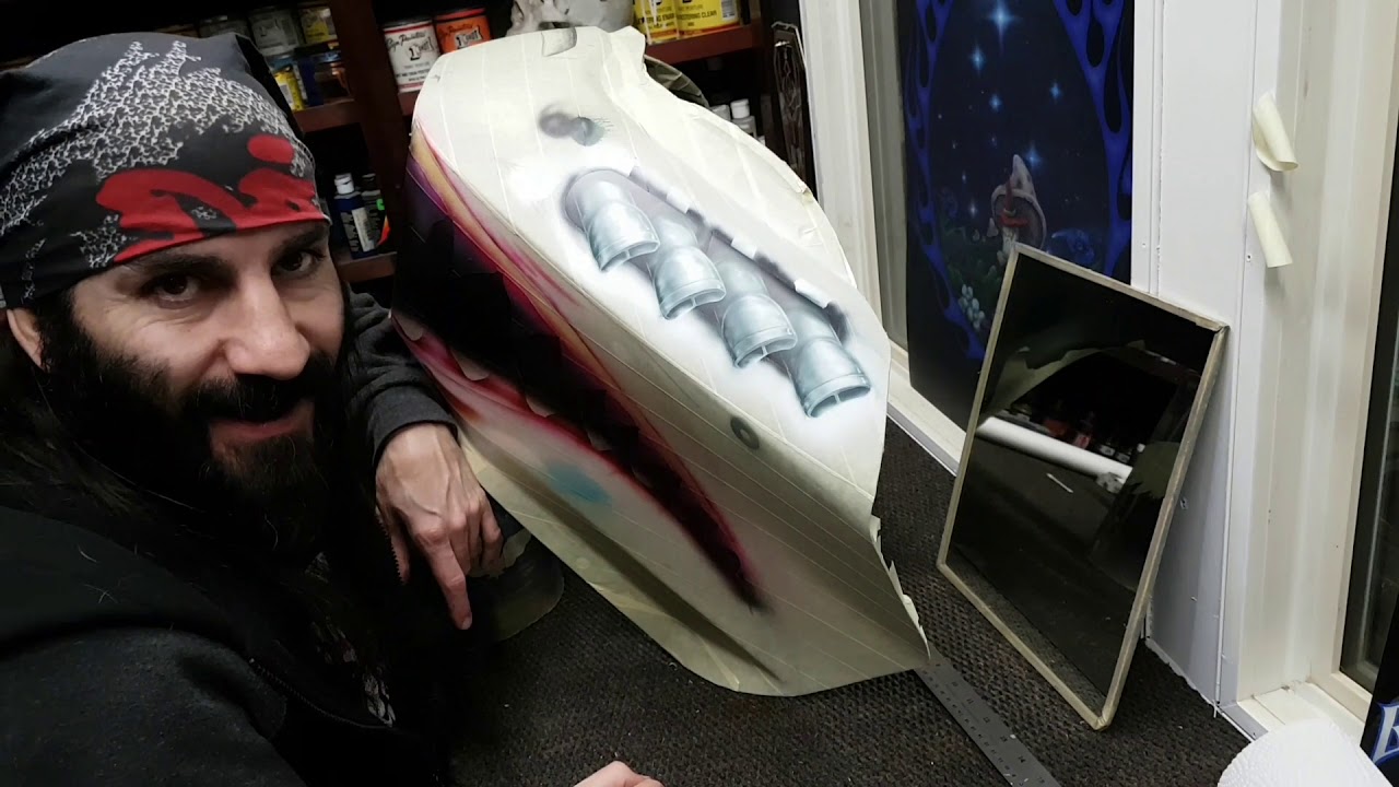 How To Airbrush a Harley Davidson into a WWII Fighter Plane (Part3) Realistic Pipes & Eyes