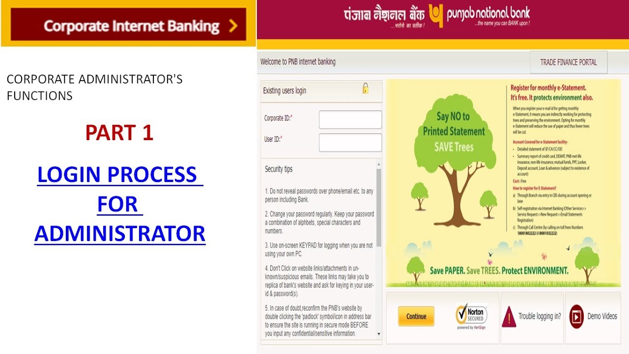 PNB Corporate net banking part 1, LOGIN PROCESS FOR corporate net banking