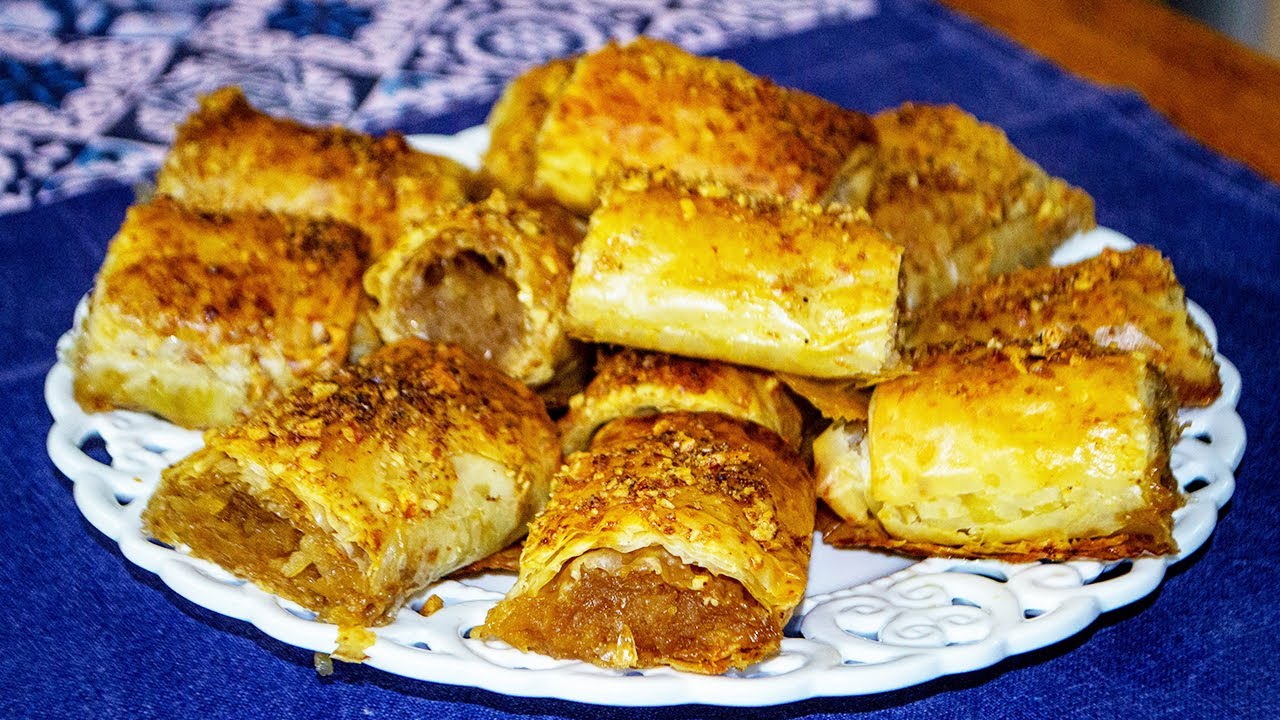 Яблоки + орехи + тесто фило / Хрустящие и ароматные рулетики к чаю
