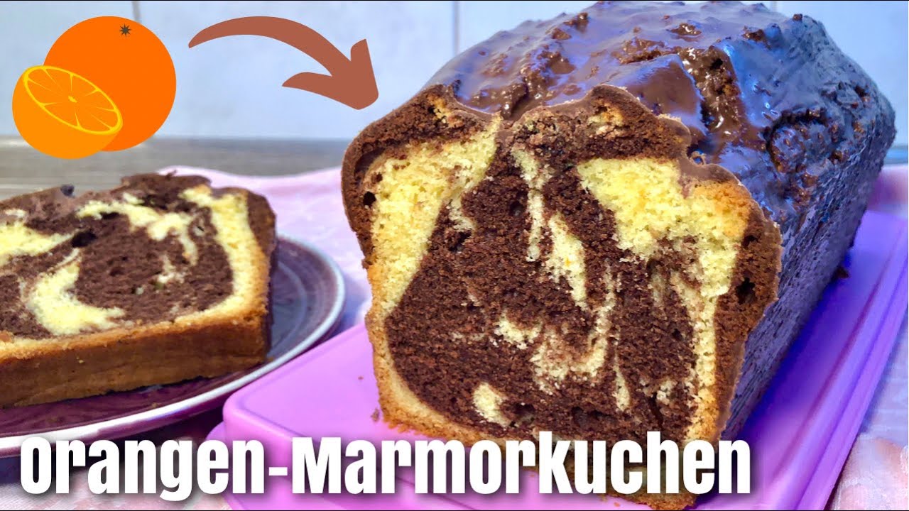 Orangen-Marmorkuchen mit hübscher Marmorierung